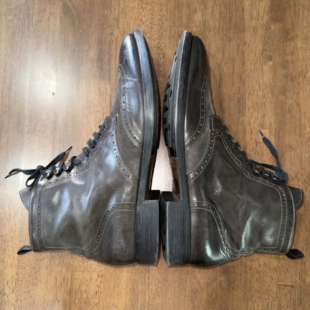 To Boot New York Wingtip Brogue Dress Boots Gunmetal Leather Suede Italy Men 13